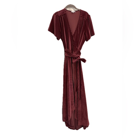 Baltic Born Andi Ribbed Velvet Maxi Wrap Dress Dark Rose Pink Bridesmaid XXL - Picture 9 of 12
